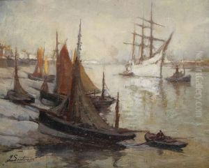 Het Vertrek Van De Mercator Innieuwpoort by Jules Lentrein