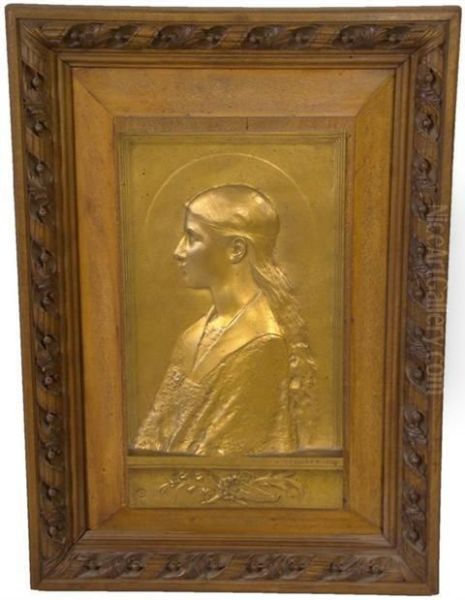 Bronze Bas Relief Of Saint Cecilia - view 1
