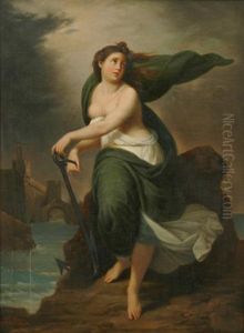 Classical Woman In Landscape by Achille Leonardi