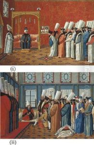 A Grand Vizier Giving An Audience To A Delegation Of Foreign Ministers In An Elaborate Reception Room, And An Ambassador Presenting His Credentials To A Sultan A Grand Vizier Giving An Audience To A Delegation Of Foreign Ministers In An Elaborate Reception Room, And An Ambassador Presenting His Credentials To A Sultan