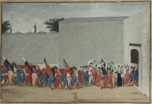 A Sultan And His Entourage Entering A Palace