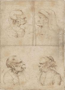 Caricatures Of An Old Woman, Wearing A Carnation As A Corsage