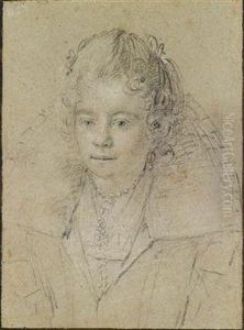 A Portrait Of A Lady With A Pearl Necklace And A Stand-up Collar by Ottavio Leoni