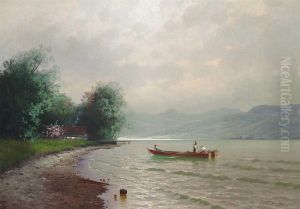 "fischer Im Boot Am Chiemseeufer"