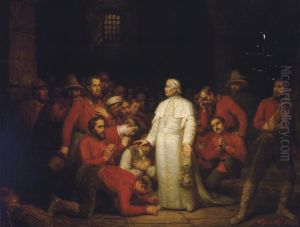 Pope Pius Ix Visiting The Troops Of Garibaldi by Francois Gabriel G. Lepaulle