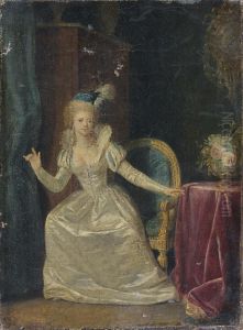 Jeune Femme Assise Dans Un Salon by Charles Lepeintre