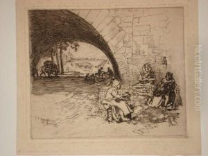Cardeuses De Matelas Au Pont-marie by Auguste Lepere