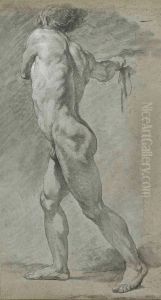 A Standing Male Nude, Seen In Profile, Turned To The Right 
Signed 'lepicie'