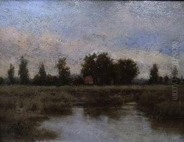 Landscape Scene With Lake And A Cottage - view 1