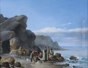 Pecheurs Sur Le Rivage by Robert Leopold Leprince