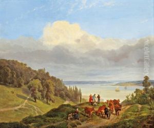 Lac D'annecy - Vue De Puis La Puya by Robert Leopold Leprince