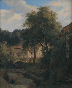 Repos De Paysans Sous Des Arbres Dans Un Village