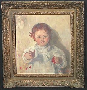 A Portrait Of A Toddler Holding A Flower