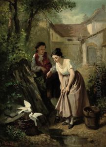 The Loving Doves by Prudent Louis Leray