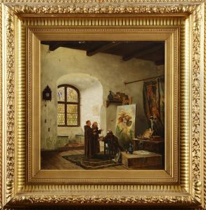 Klosterinterior Med Munkar by Vincent Stoltenberg Lerche