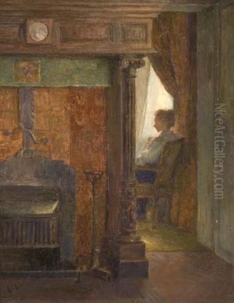 Jeune Femme Assise Devant La Fenetre Dans Un Interieur - view 1