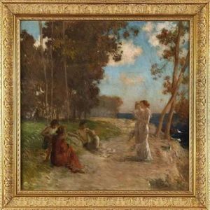 Jeunes Femmes En Bord De Riviere by Henri Lerolle