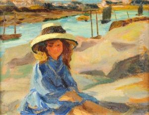 Fillette Sur La Plage by Auguste Leroux