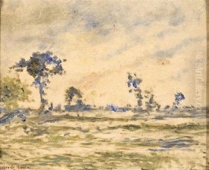 Ferme Entouree D'arbres by Charles Leroux