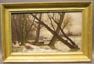 Snow Covered Banks Of A River
Initialed And Dated
