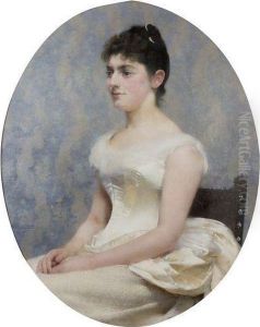 Portrait De Jeune Fille A La Robe Blanche by Paul Alexandre Alfr. Leroy