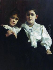 Portrait De Jeunes Enfants by Paul Alexandre Alfr. Leroy