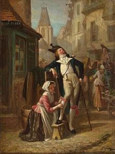 Mending The Stocking by Paul Alexandre Alfr. Leroy