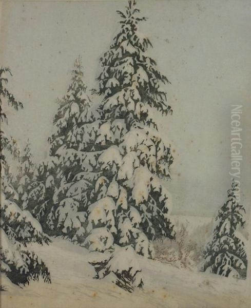 Farbholzschnitt "wintertag" - view 1