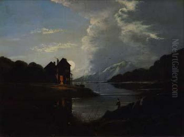 Moonlit Lake Scene - view 1