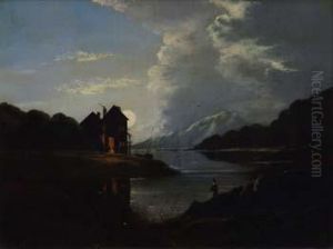 Moonlit Lake Scene by Charles Leslie