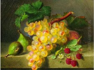 Nature Morte De Raisins Et Fraises Sur Un Entablement by Ange Louis Guillaume Lesourd De Beauregard