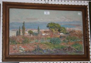 French Coastal Landscape With A Farmstead by Ernest Louis Lessieux