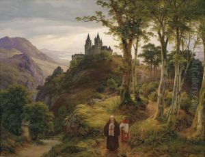 Romantic Landscape With Monastery by Carl Friedrich Lessing