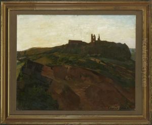 Harzlandschaft Mit Burgruine. by Konrad Ludwig Lessing