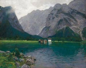 Konigssee Mit St. Bartholoma by Konrad Ludwig Lessing