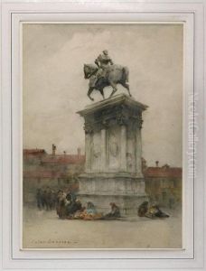 Statue Du Colleoni Venice by Jules Lessore