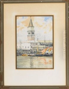 Boats At The Campanille, Venice by Jules Lessore
