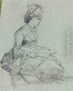 Etude D'une Femme Assise Lisant by Antonino Leto