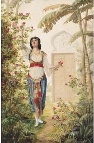 < Jeune Femme Du Harem Cueillant Des Roses >. - view 1