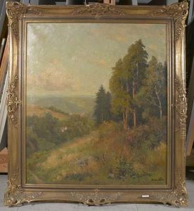 Waldlandschaft. by Oskar Leu
