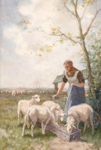 The Feeding Of The Sheep by Johannes Karel Leurs