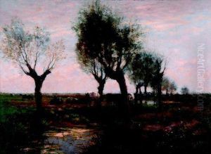 Rustende Koeien Onder Wilgenbomen by Johannes Karel Leurs