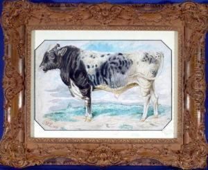 Stehender Stier Vor Landschaft by H. Leutemann
