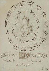 Calligraphic Portrait Of Empress Marie-louise by Jean Charles Levasseur