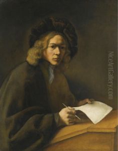 A Young Man At A Writing Desk by Jacobus Levecq