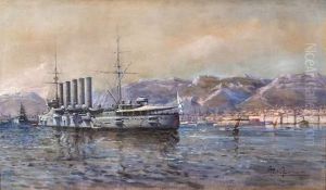 Navire Russe Dans La Rade De Cannes. by Paul Levere