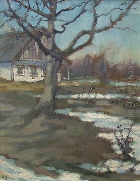 Cottage And Woodland Inwinter - view 1