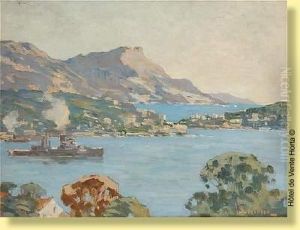 Baie Aux Environs De Monaco by Sophus Theobald Levinsen