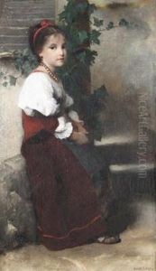 A Girl Seated On A Low Wall