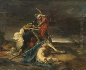Scene De Combat by Henri Leopold Levy